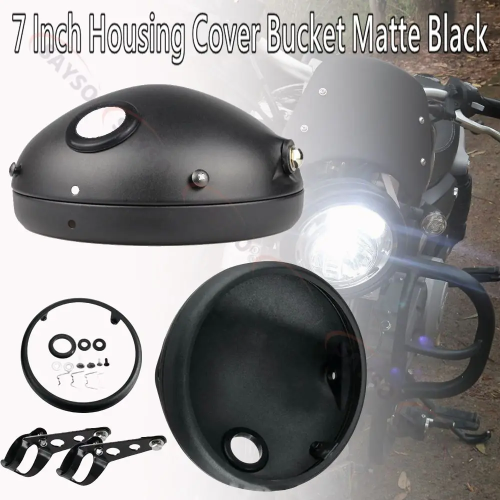 Motorcycle Headlight 7-Inch Retro Bracket LED Headlight Shell Modified Headlight Base Round Headlight Housing Mount Cover