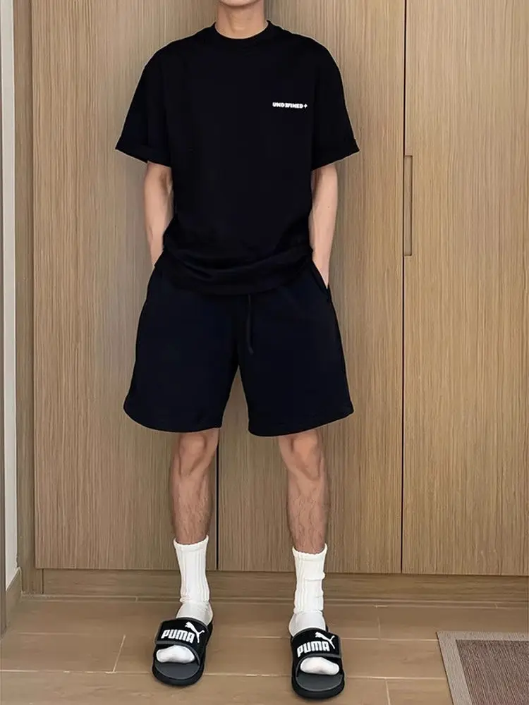 

Bla Casual Cotton Sports orts Men's Summer Cleanfit Loose Straight Leg Five-Quarter Lengths for Outdoor Wear