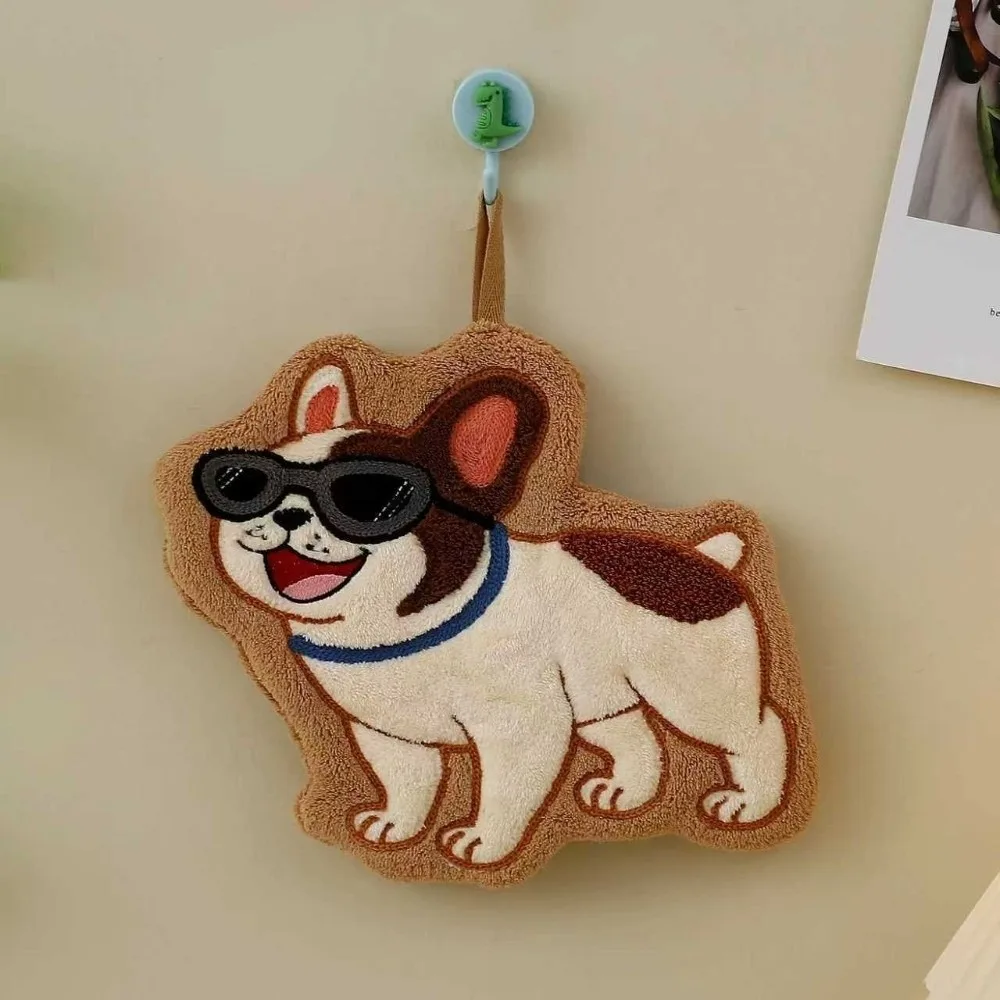 High Quality Cartoon Sausage Dog Hand Towel Coral Velvet Thickened Bathroom Kerchief Hanging Absorb Water Cleaning Cloth Kitchen