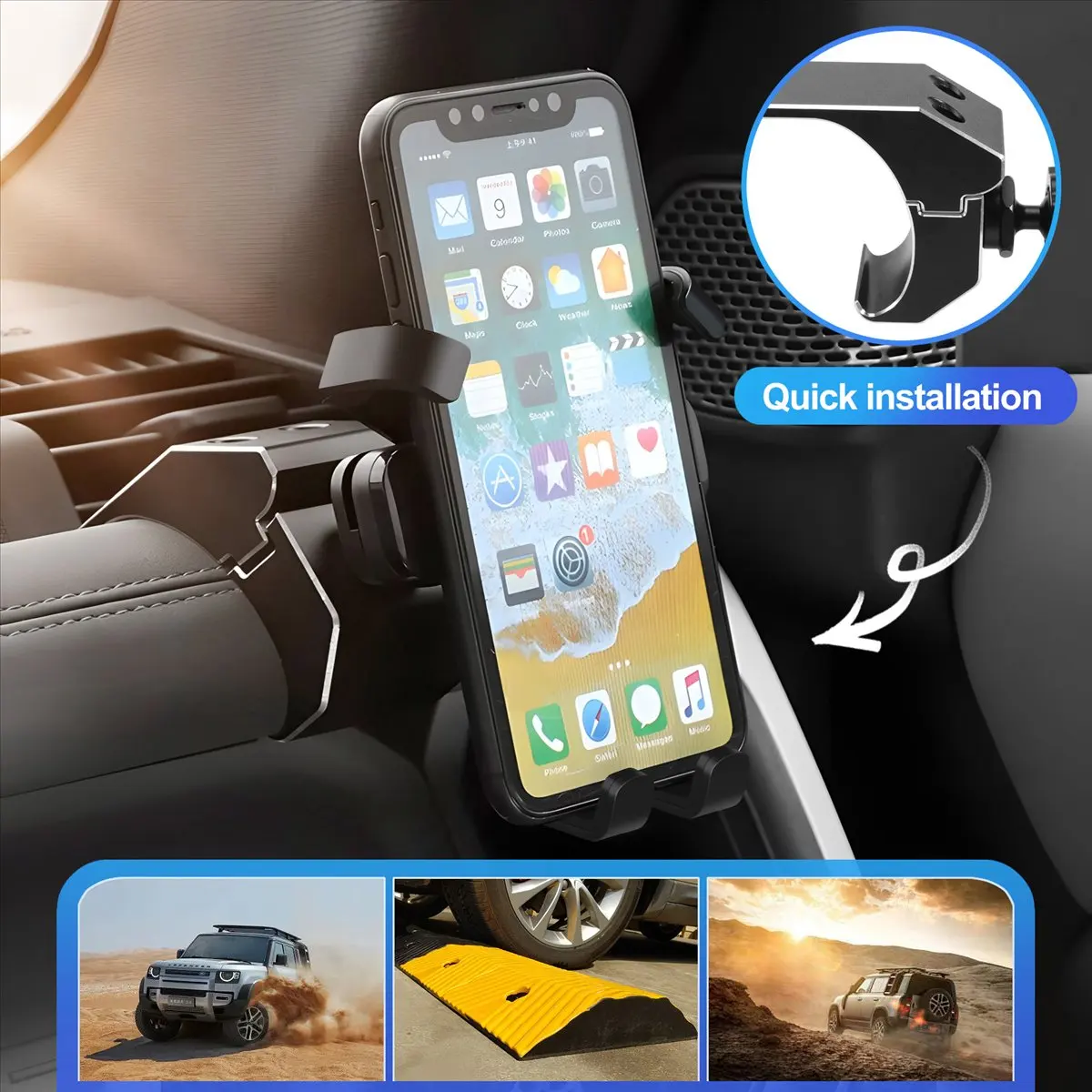 #14E (black)Phone Holder Aluminum Alloy for Land Rover Defender 90 110 2020-2022,Automotive Parts & Accessories