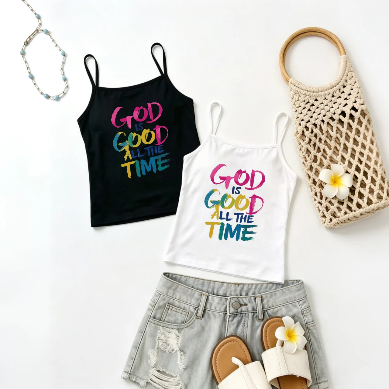 Faith Lover Cami Women God Is Good Text Graphic Tank Top Sleeveless Vest Summer Trendy Fashion Vibrant Daily Wear Funny Gift