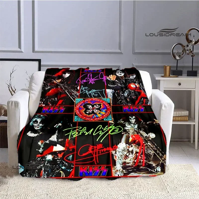 

Одеяло с принтом группы Kiss, теплое тонкое фланелевое одеяло для дома, путешествий, подарок на день рождения, пикник