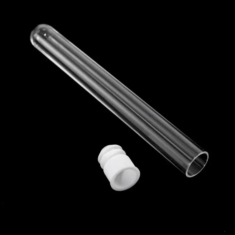 50Pcs Clear Plastic Test Tube With Cap 12x100mm U-shaped Bottom Long Transparent Test Tube Lab Supplies