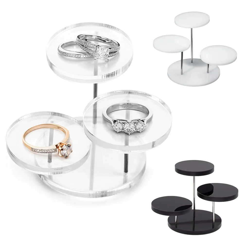 Acrylic Ring Jewelry Display Stand Multi-Layer Round Plexiglass Pendant Show Rack Cake Display Stand Kitchen Baking 3 Tray