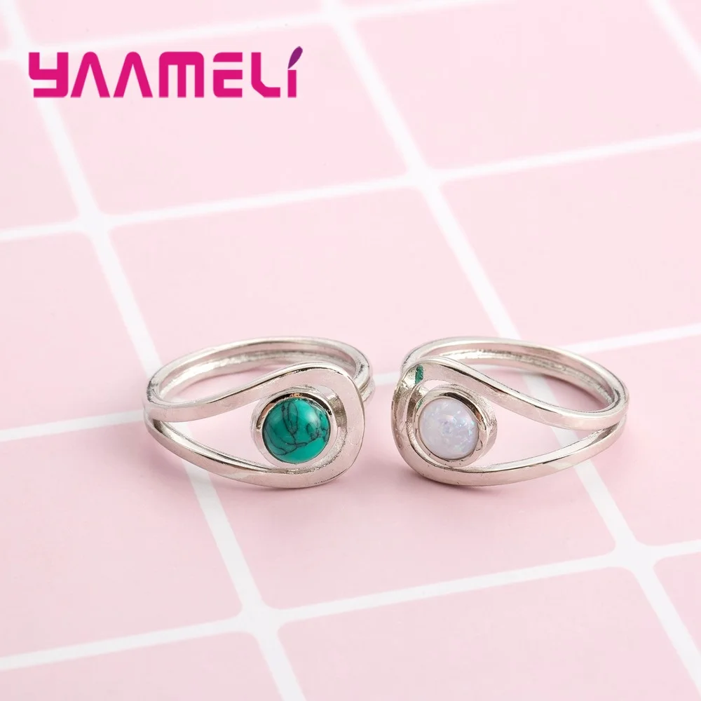 Top Quality 925 Sterling Silver Rings For Women Circle Fashion Jewelry Wholesale Pretty Party Beautiful Gift Opal Paved
