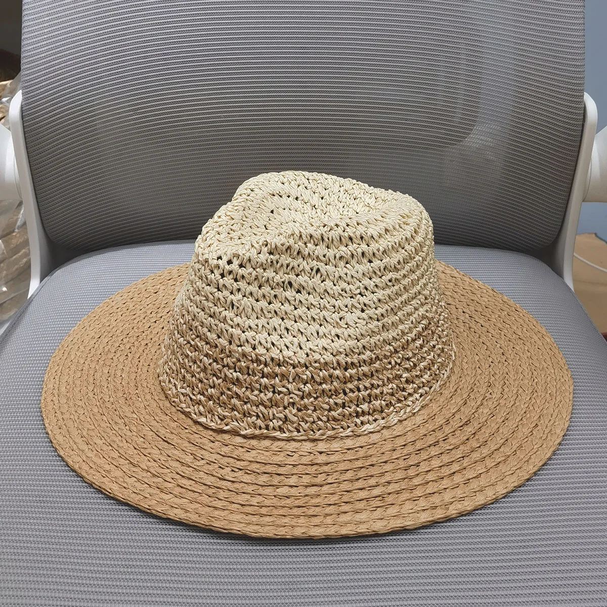 2024 New fashion Style bucket hat Multicolor Foldable Sun Crochet Hat For Beach, Travel And Vacation handmade straw hat