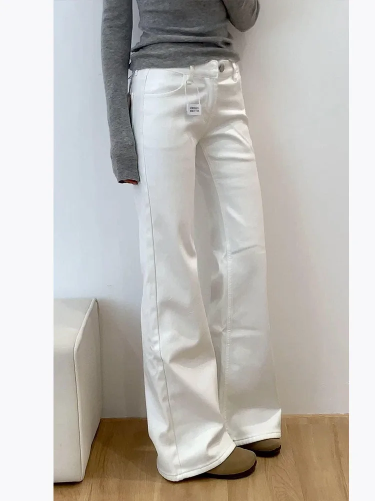 White Flared Jeans Women's Autumn New Style Versatile Low Waist Slim Straight Not Tight Leg  Hoof Flared Pants - view 2