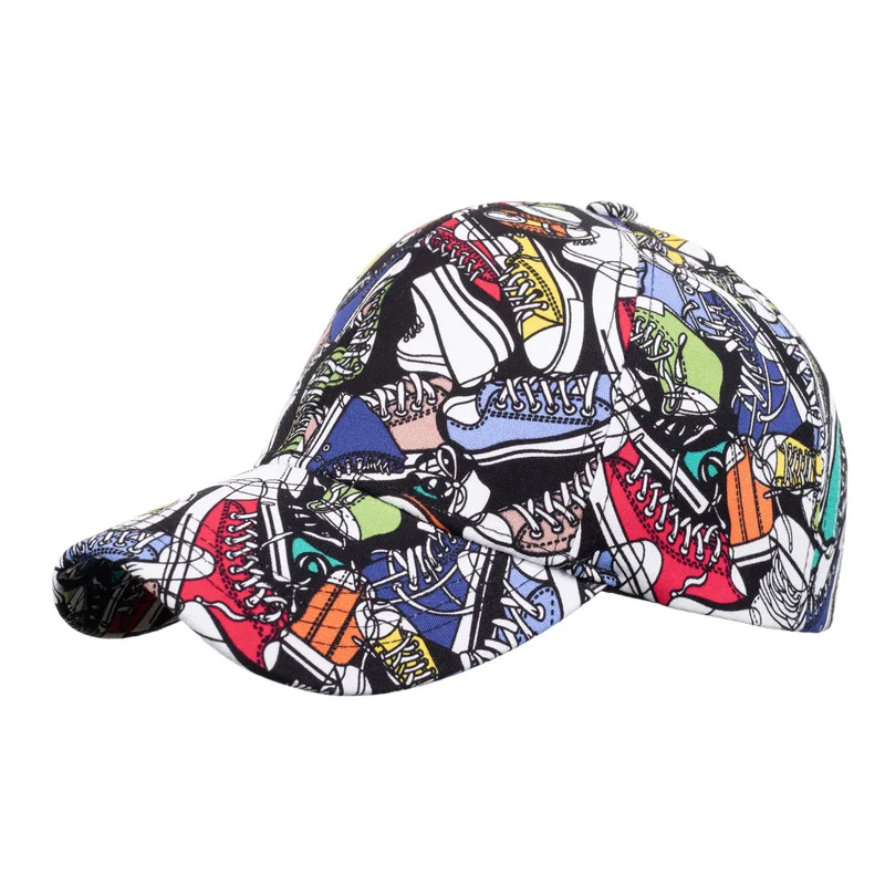 New spring graffiti outdoor sun protection hat, spring and autumn high-end printed hard-brim baseball cap