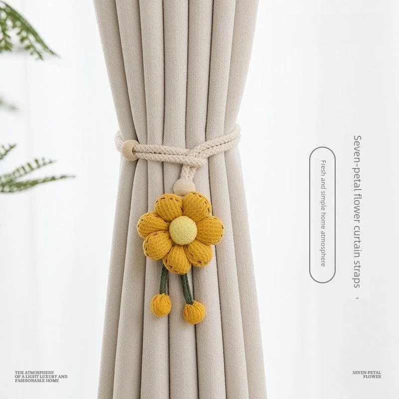 

Современная простая декоративная веревка для штор в гостиную с цветочной пряжкой, креативная, универсальная, без прокола, с декоративным кольцом в комплекте