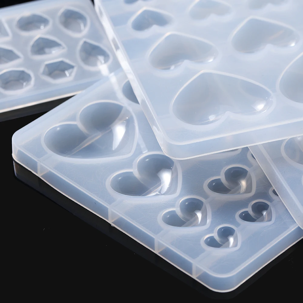 DIY 큐브 링 목걸이 팔찌 네일 아트 보석 패치 크리스탈 에폭시 수지 사랑 모양 실리콘 몰드 쥬얼리 만들기위한