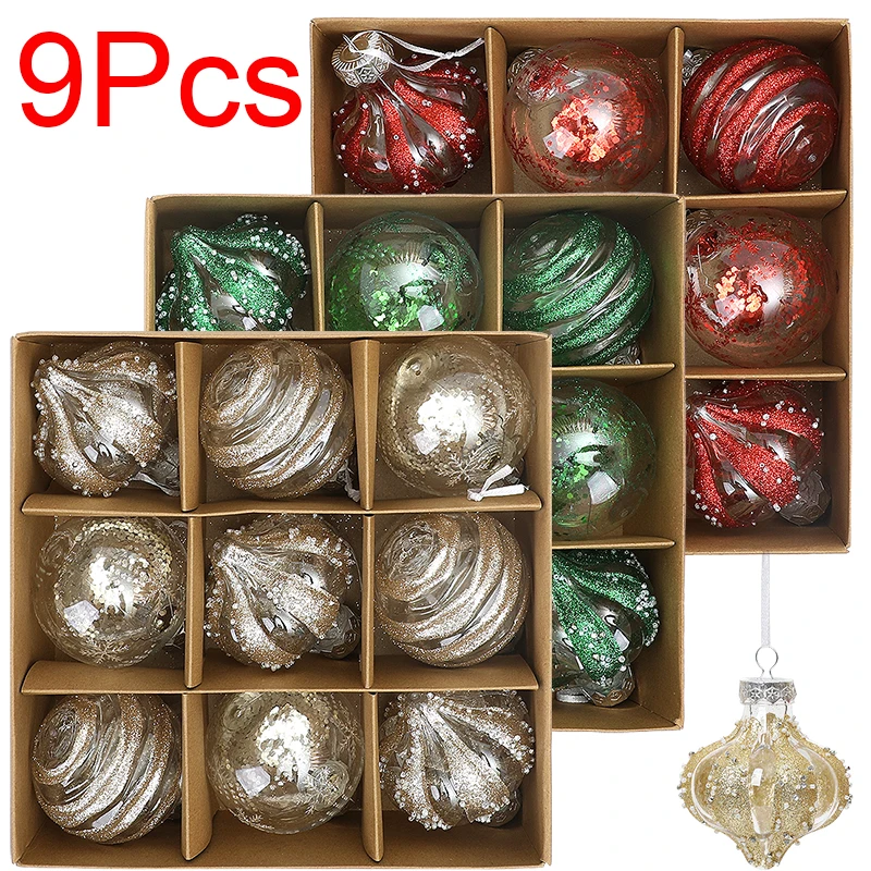 

9pcs 8cm Christmas Balls Ornament Christmas Tree Hanging Ball Pendant Decoration For Home Party Decor Xmas New Year Navidad Gift