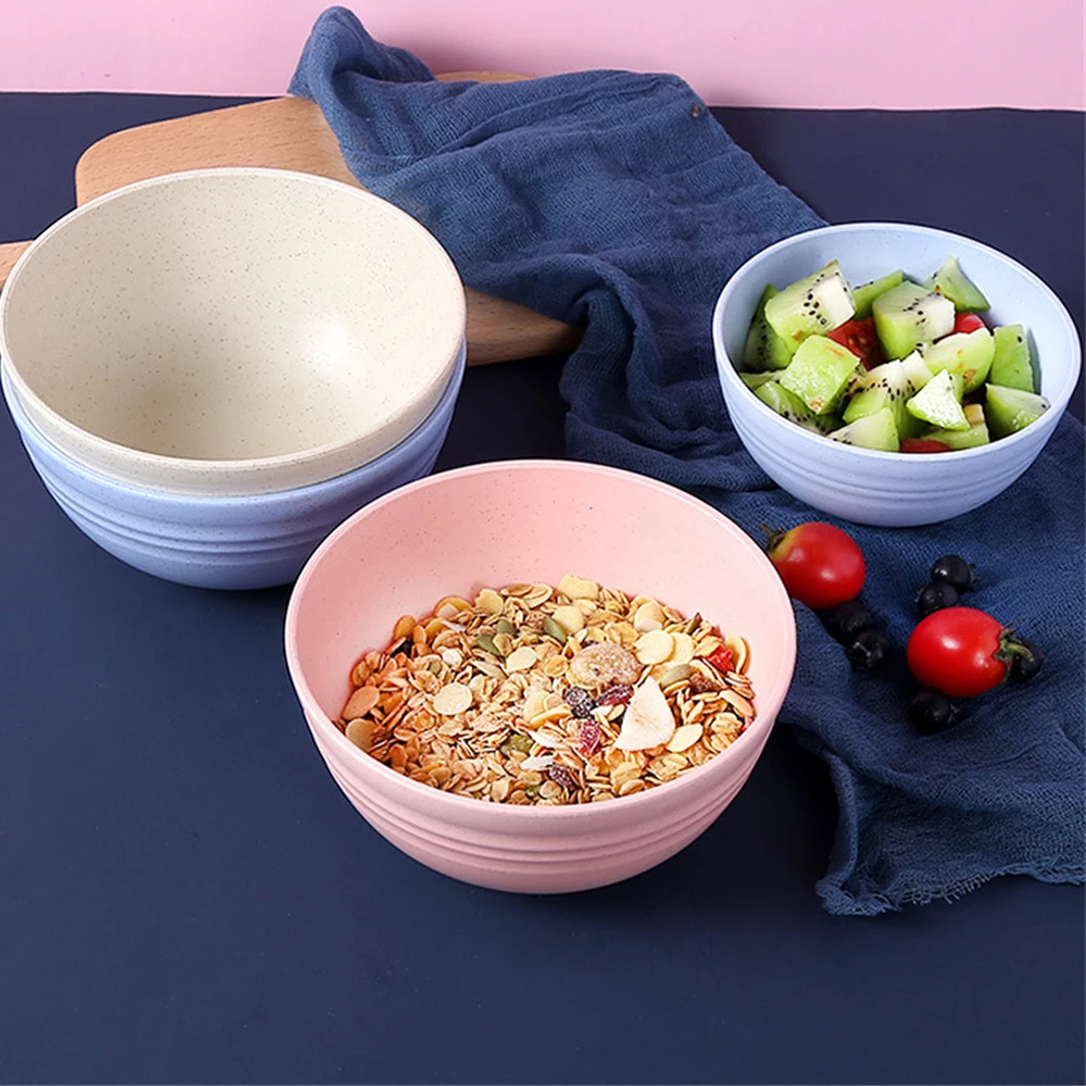 8/4/1Pcs Wheat Straw Bowls Round Household Rice Salad Bowls Eco-Friendly Unbreakable Kids Wheat Straw Bowls Set Small Bowl