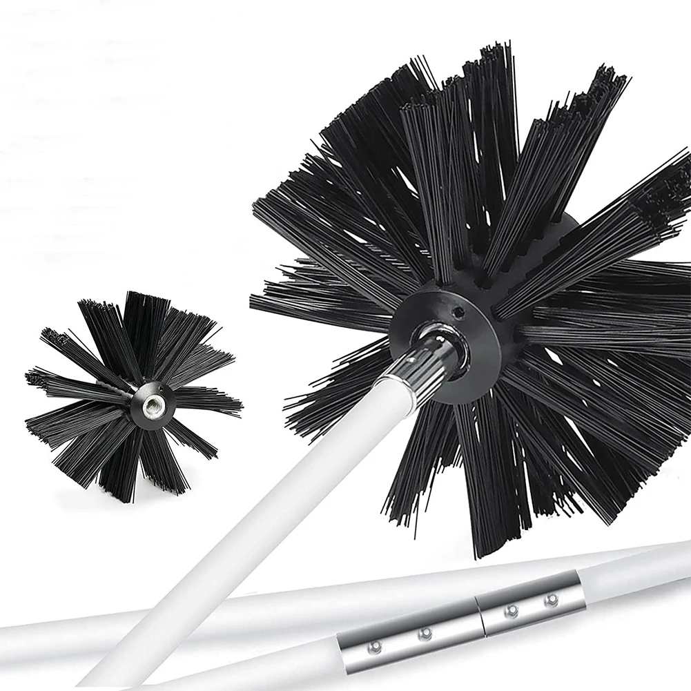

Chimney Brush Set with Long Handle Rods Dryer Vent Cleaner Kit 100/150mm Brush Head Fireplace Inner Wall Cleaning Tools