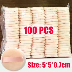 100PCS Round Shape Velvet Loose Powder Puff Plush Soft Washable Foundation Sponge Cosmetics Puff Professional Beauty Makeup Tool