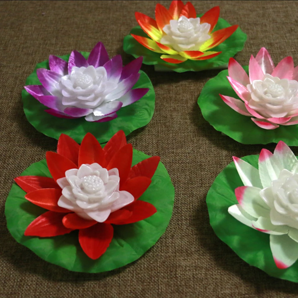 

6Pcs LED Lotus Night Light Colorful Floating Decorative Pool Garden Party Festival Outdoor Waterproof C