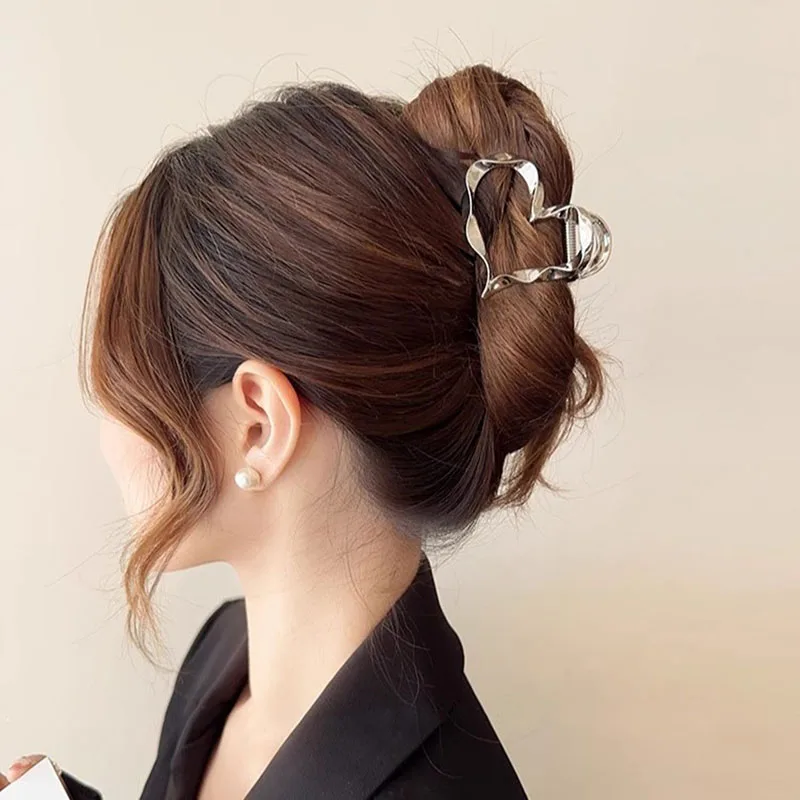 Hollow Metal Hair Clips para meninas, presilhas geométricas, elegante clipe de rabo de cavalo, acessórios para cabelo, moda simples, novo