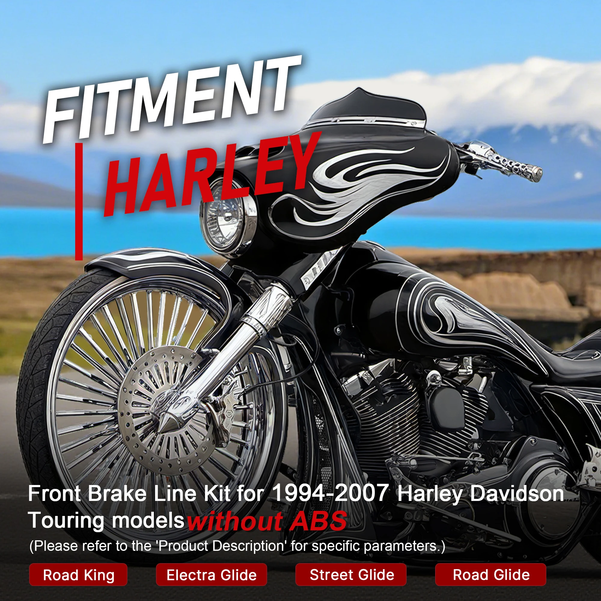 Touring Handlebar Extension Brake Line for Harley 1994-2007 Road Glide Street Glide Road King Electra Glide No ABS Models