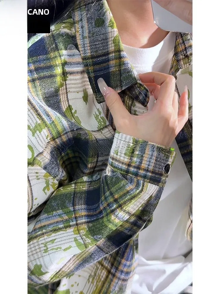 TUCANO 2026 Nova Coleção de Verão: Camisa Casaco Masculina Estilo Americano Solto, Casual e Versátil, Manga Longa Xadrez Tingido