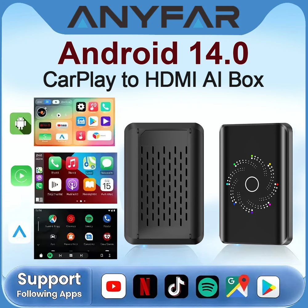Android 14 TV Box CarPlay Ai Box Support Netflix Google Play Store Wireless CarPlay & Android Auto Box Auto Connect
