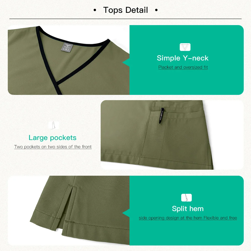 Thin and Light Fabric Scrub Uniform Nurse Medical Work Clothes Women Short Sleeve Nursing Set Elastic Medical Uniform for Summer