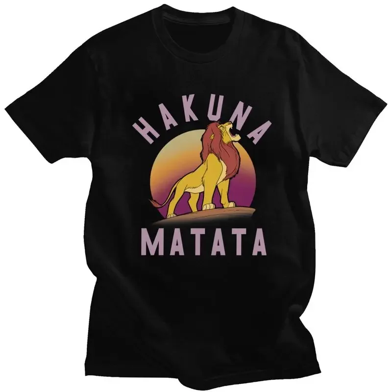 Hakuna Matata Simba Roar Tshirts for Men Short Sleeves Graphic T Shirt Animal Film The Lion King T-shirt Cotton Tee Top Clothing