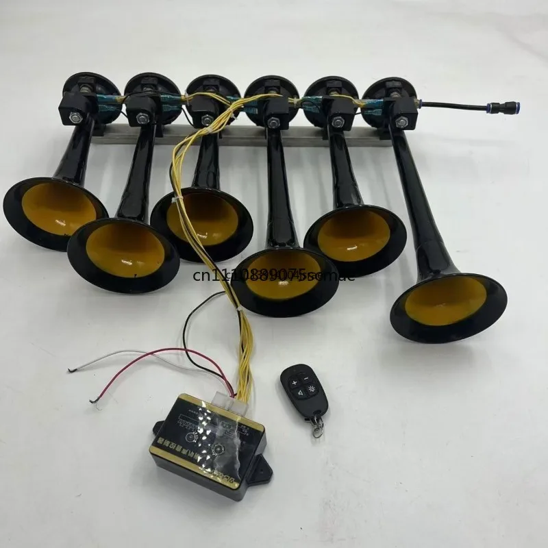 6‑Pipe 36‑Tone Musical Air Horn Modified Sound Signal Gear Loud Audio Unit Fit for Pickup Truck Auto Refit Decoration