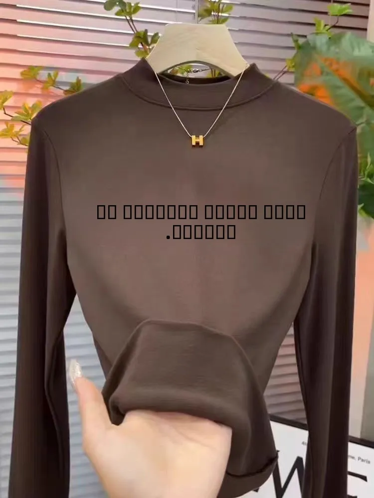 

White f-High Collar Modal Base irt Women's Autumn Winter Fce Lined Long Sve T-irt Soft Comfortable Anti-Bacterial