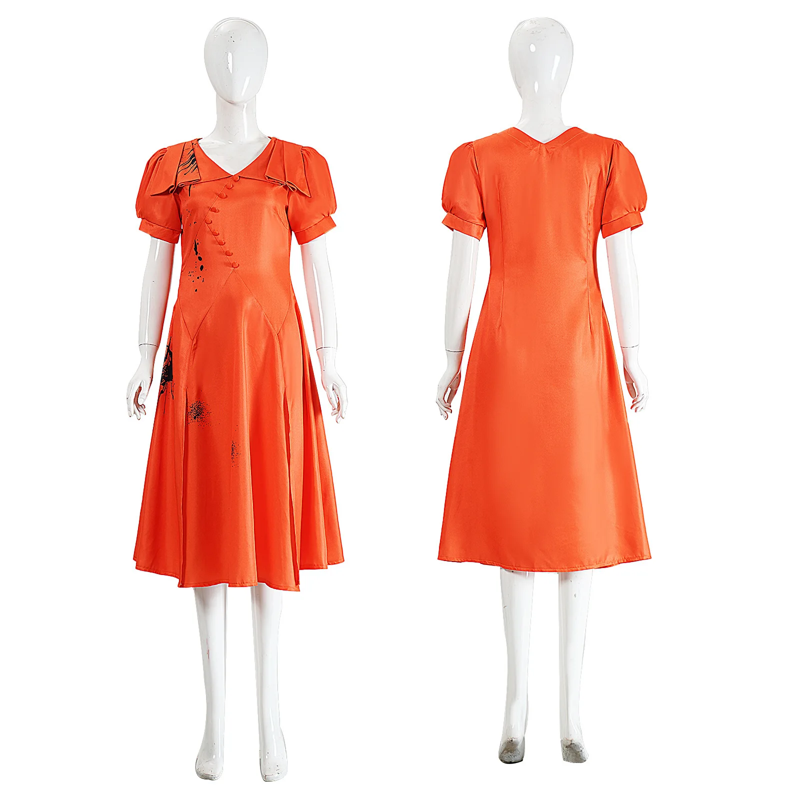 

Frankenstein Bride Orange Splatter Dress Halloween Role-playing Performance Costume Traditional Chinese Women's Fashion