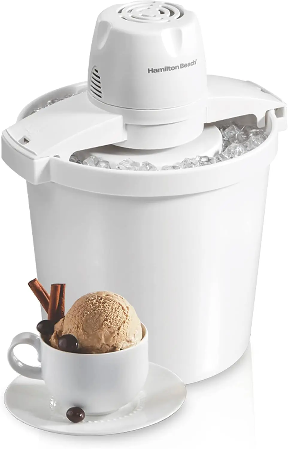 

Electric Automatic Ice Cream Maker & Frozen Yogurt Machine, Makes Custard, Sorbet, Gelato and Sherbet, 4 Quart, White