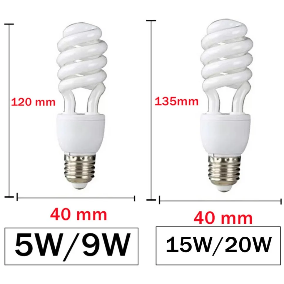 Spiral floresan ampul 5W/45W 2700K günışığı E27 soket enerji tasarrufu stüdyo fotoğrafçılığı için Video aydınlatma AC 220V