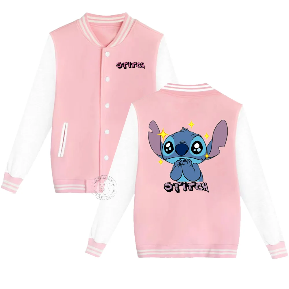 Disney Children\'s little Cartoon Stitch Pattern Printed Student Boys Girls Thick Warm Jacket Jacket Fall Winter baseball uniform