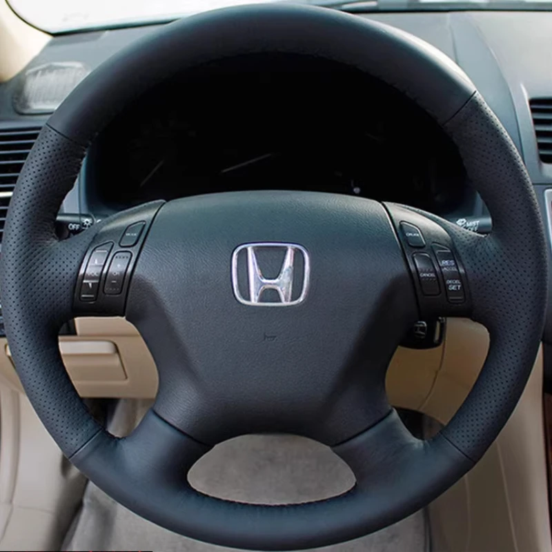 

Для Honda Accord 7 2003-2007 Odyssey 2005-2010 ручной работы нескользящий черный чехол на руль из натуральной кожи