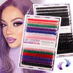 Halloween Eyelash Extensions colour 60D 80D Fluffy False Eyelashes set natural long cluster russian thick volume lashes cosplay