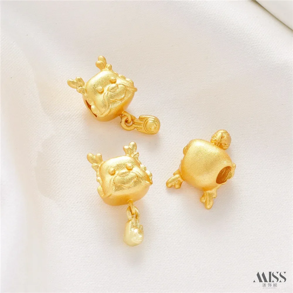 18K Hoarse Golden Dragon Zodiac Faucet Natal Year Bead Diy Bracelet Braided Rope Beaded Accessories