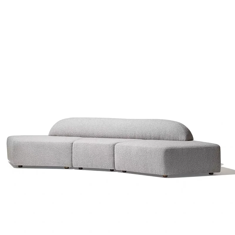 &c High-End Retro Style Low-Back Fabric Sofa Unique Shape Multiple Seating Positions Sponge Filled for Living Room Villas Hotels