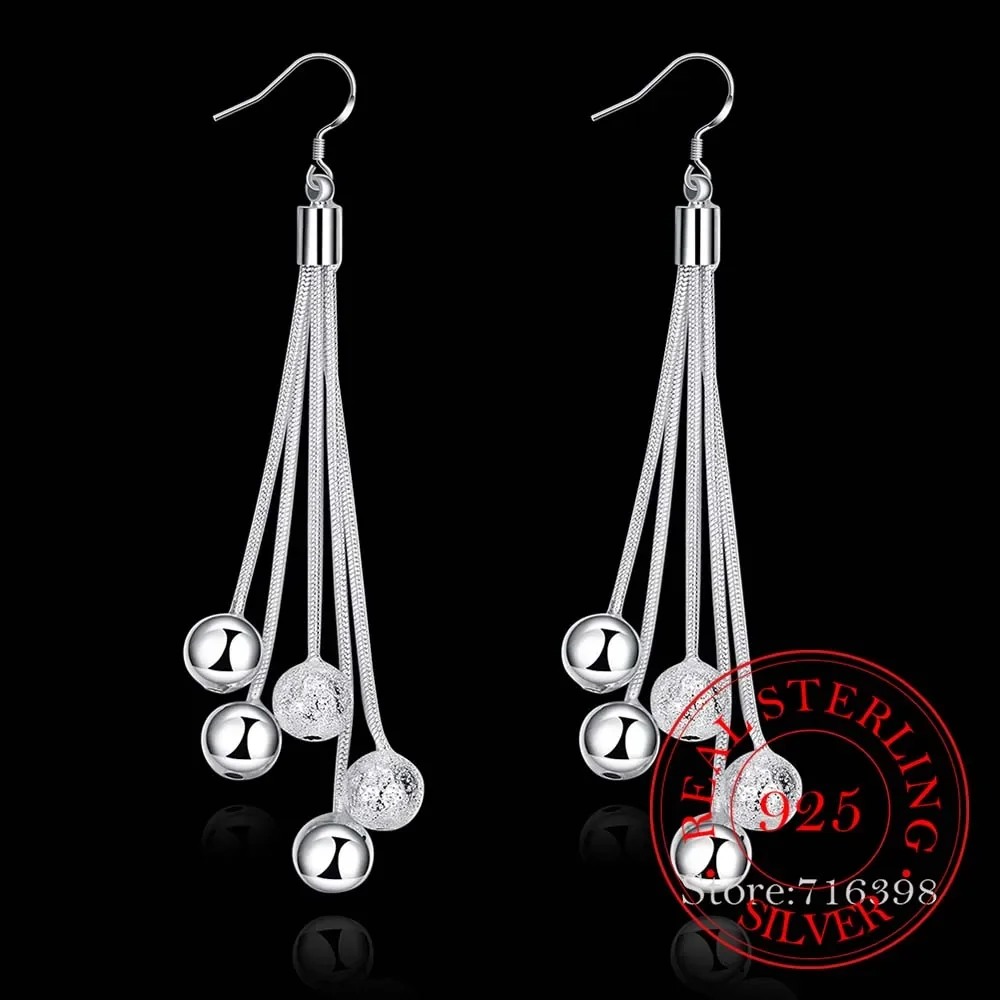 الكورية 925 فضة ثلاثة خط الخرز خمر طويلة استرخى أقراط للنساء 2020 أفضل هدية المشاركة غرامة مجوهرات الزفاف