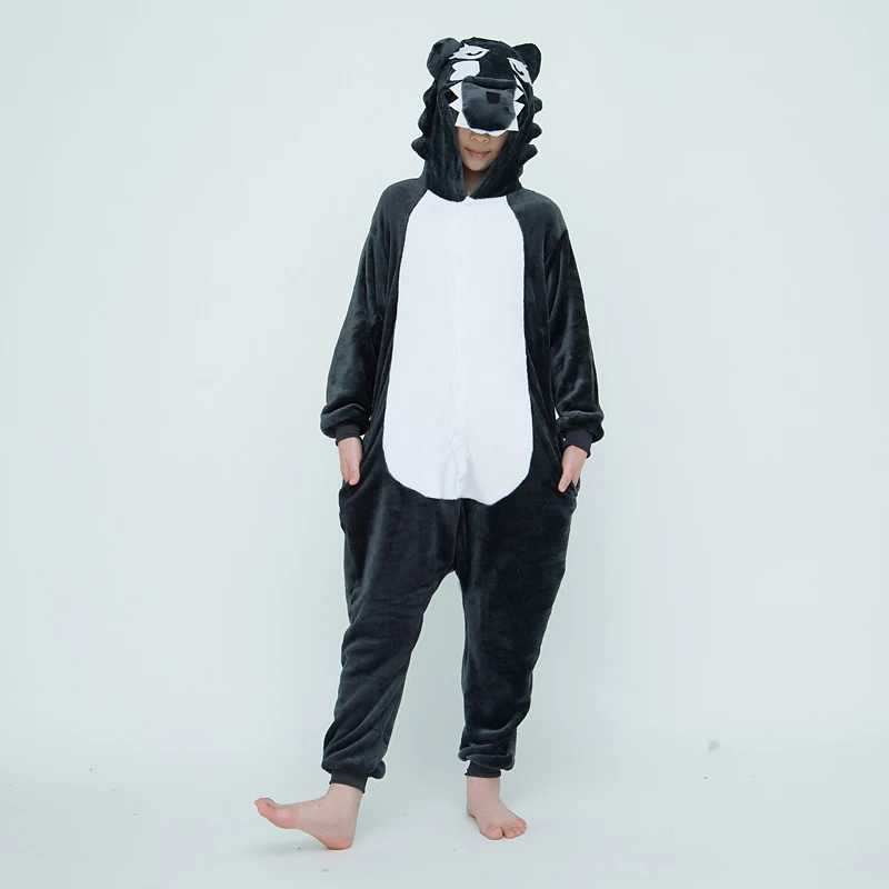 Girls Boys Cartoon Onesies Kids Children Cute Wolf Animal Pajamas Kigurumi Cosplay Costumes For Christmas Halloween Party