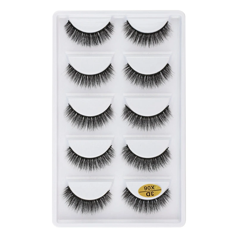 5 Paar natürliche weiche 3D-Nerz-Falsche Wimpern, handgefertigte gefälschte Wimpern, künstliche Cils, Make-up-Schönheitswerkzeuge