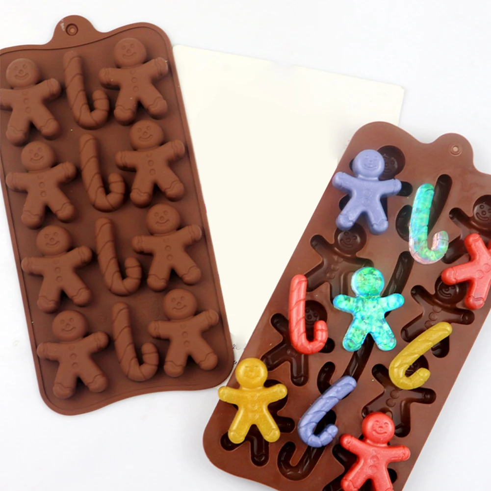 Chocolate Mold Christmas Silicone Mold Kitchen Cane Gingerbread Man Baking Pan Baking Mold For Candy Cake Cookie Making