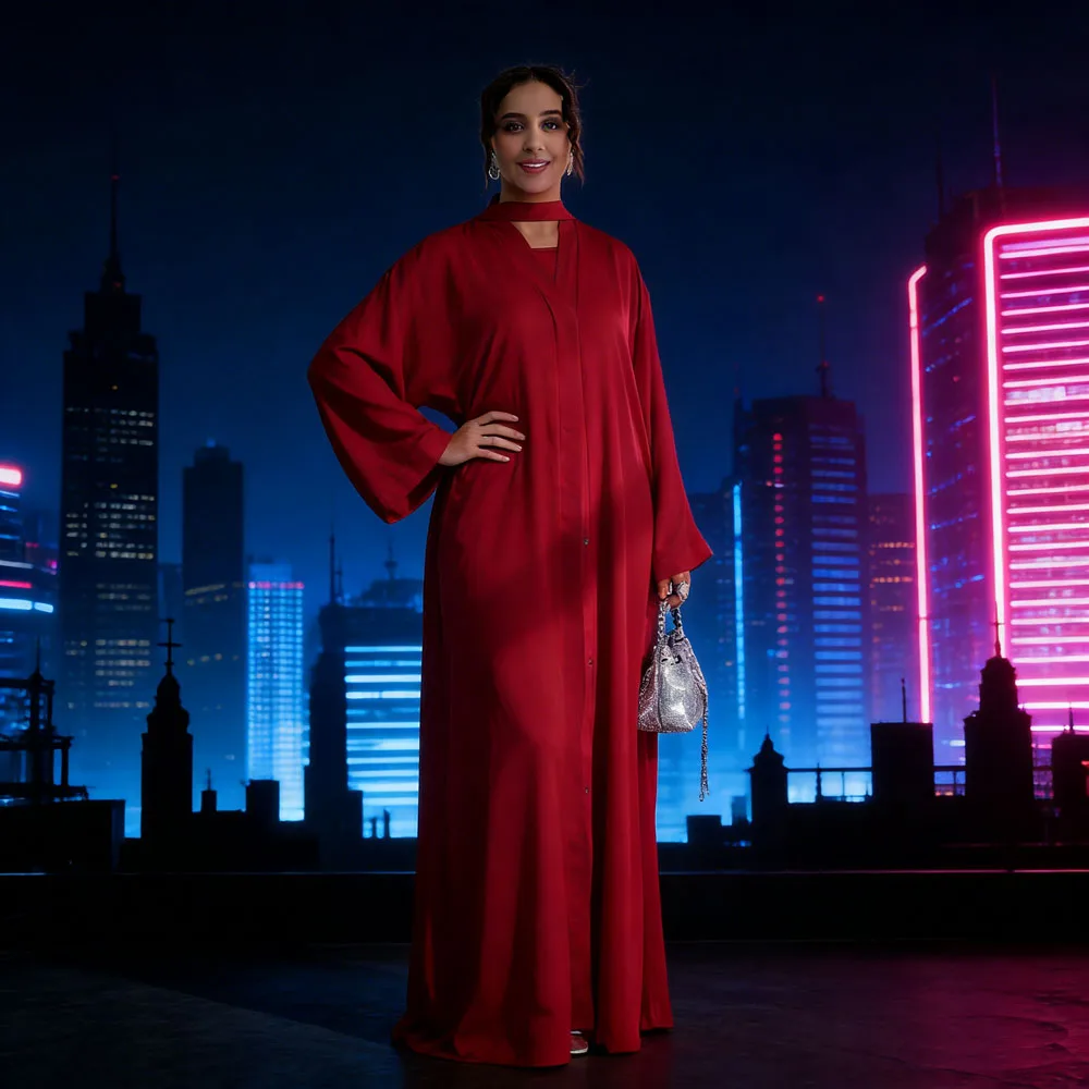 

Мусульманский женский комплект из 2 предметов: открытый кимоно-халат, праздничное платье, абайя, джалабия, кафтан, кардиган, роба. Для Рамадана, Марокко, Дубай, Турция. Сочетающийся комплект.