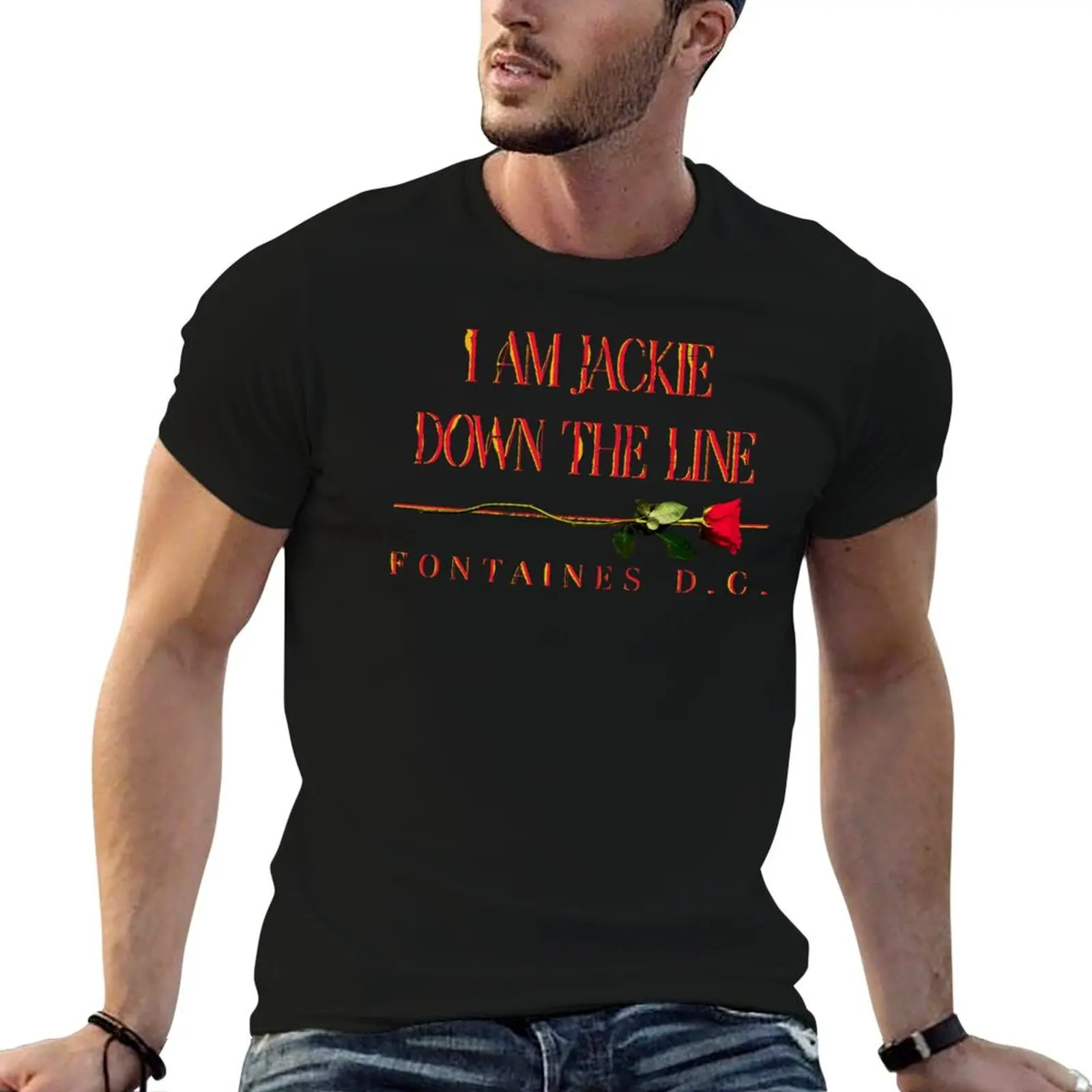JACKIE DOWN THE LINE FONTAINES D.C. T-Shirt Basic Crew Neck Short Sleeve Top