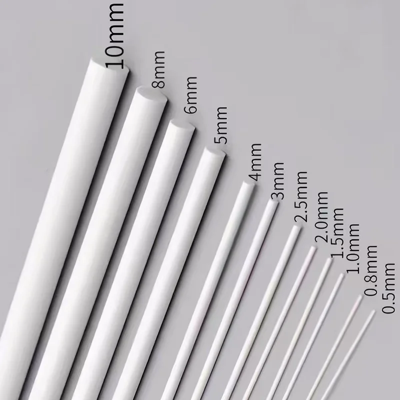 20pcs ABS Round Solid Bar Plastic White Welding Rods DIY House Sand Table Model Building Making / Direct 0.5mm-8mm Length 25 cm