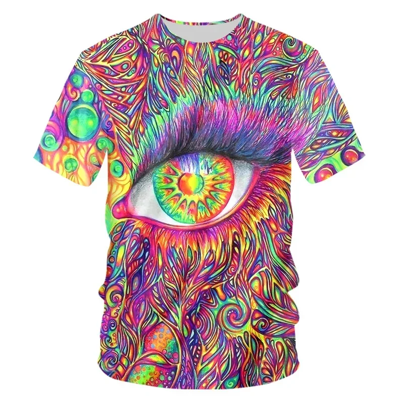 Colorful Trippy men\'s T-shirt, 3D printed T-shirt, cool design, summer casual T-shirt, gym, short sleeved, comfortable