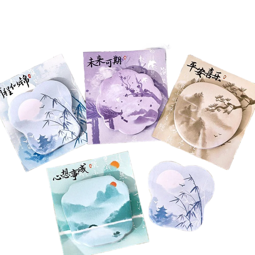 4pcs Chinese Vintage Scenery Memo Pad for School Office Supplies Stationery Kawaii Sticky Notes To Do List