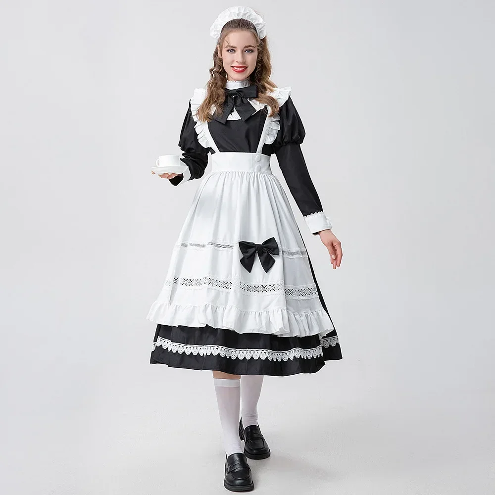 Halloween Lolita Daily Dress Black And White Traditional Maid Dress Maid Dress English Housekeeper