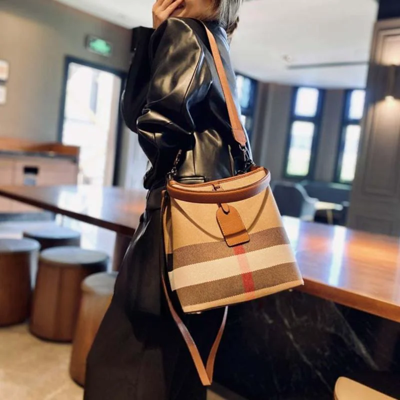 Echt leder Mode Plaid Handtaschen für Frauen neue Damen Gitter Luxus Umhängetasche weibliche Marke Designer Trends Handba