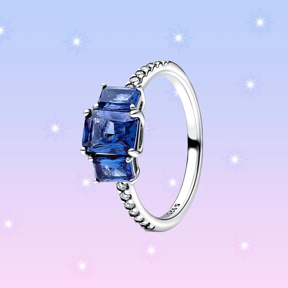 Anello in argento 925 con diamante blu per gioielli da donna, regali eleganti