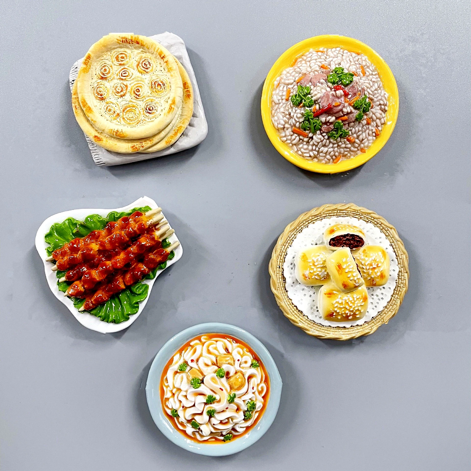 Handmade Xinjiang Roasted Mantou Lamb Skewers 3D Fridge Magnets Tourism Souvenirs Refrigerator Magnetic Stickers Gift