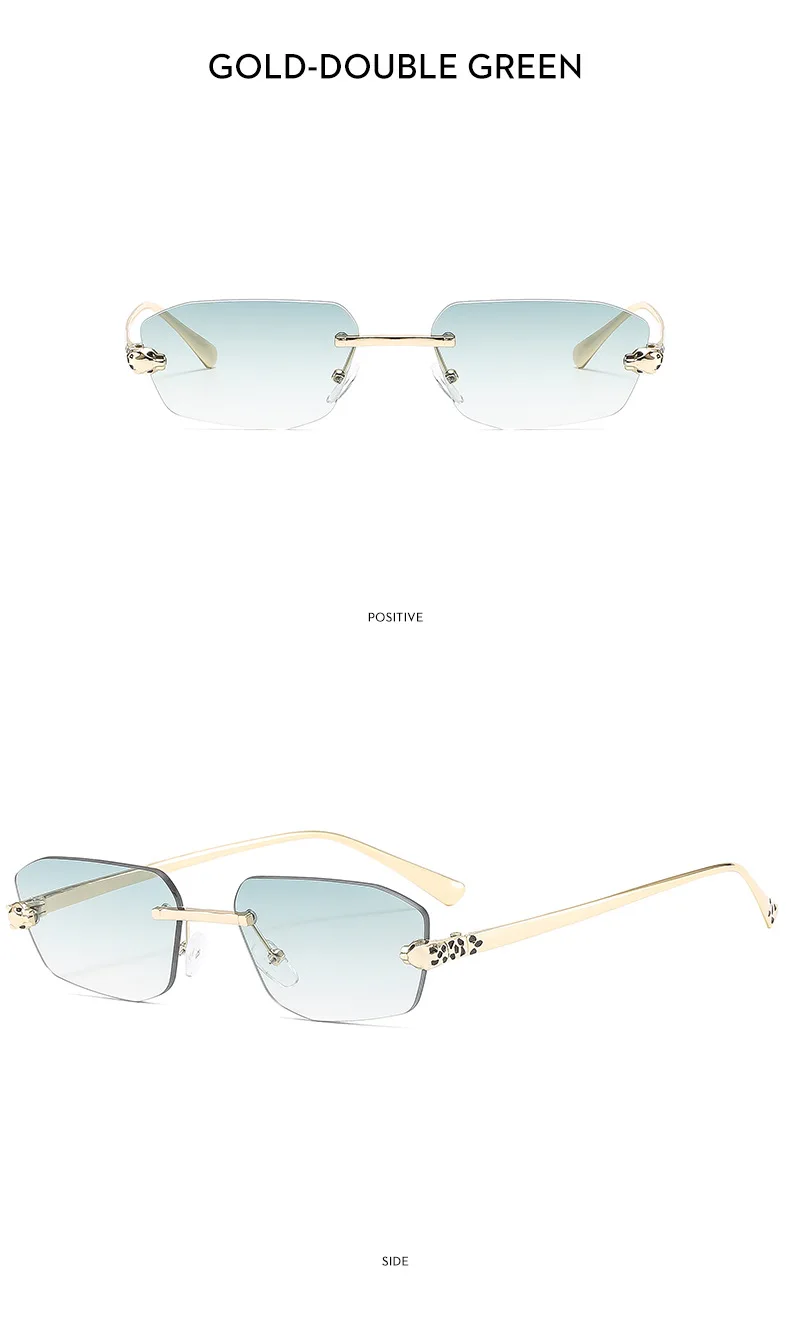 Beliebte Marke Braun Quadrat Frauen Sonnenbrille Mode Luxus Randlose Rechteck Sonnenbrille Weibliche Shades UV400 Vintage Brillen – Detail 16