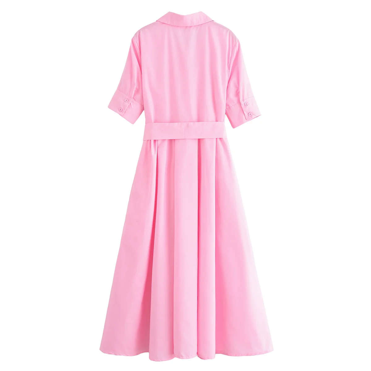 Frauen Elegante Rote Gürtel Kleid Revers Tasche Langes Kleid Neue Frühling Sommer High Street Romantische Casual Ferien Kleid